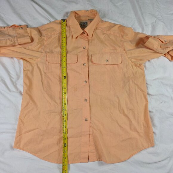Vintage Travelsmith Womens Large Peach Orange Long Sleeve Button Up Shirt - Picture 9 of 10